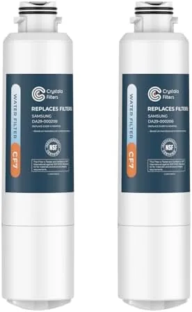 crystala filters compatible with samsung da29 00020b refrigerator water filter da29 00020ab da29 00020b 1 haf cinexp 46 9101 rf4267hars rf25hmedbsr rf28hmedbsr rs25j500dsr 2 pack