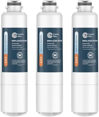 crystala filters compatible with samsung da29 00020b refrigerator water filter da29 00020ab da29 00020b 1 haf cinexp 46 9101 rf4267hars rf25hmedbsr rf28hmedbsr rs25j500dsr 3 pack