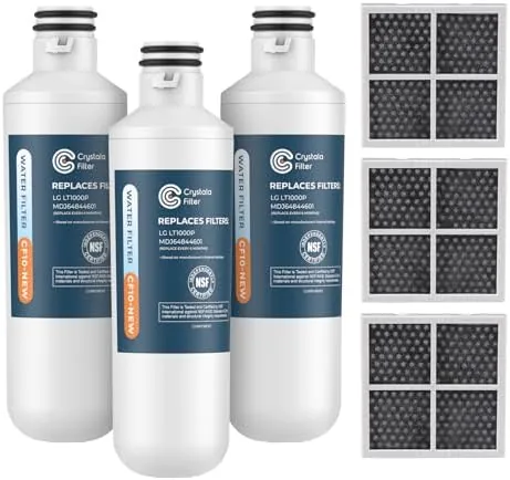 crystala lt1000pc replacement water filter compatible with lt1000pcpcs lt1000pc lt 1000pc mdj64844601 adq747935 adq74793504 water filter and lt120f adq73334008 fresh air filter 3 pack